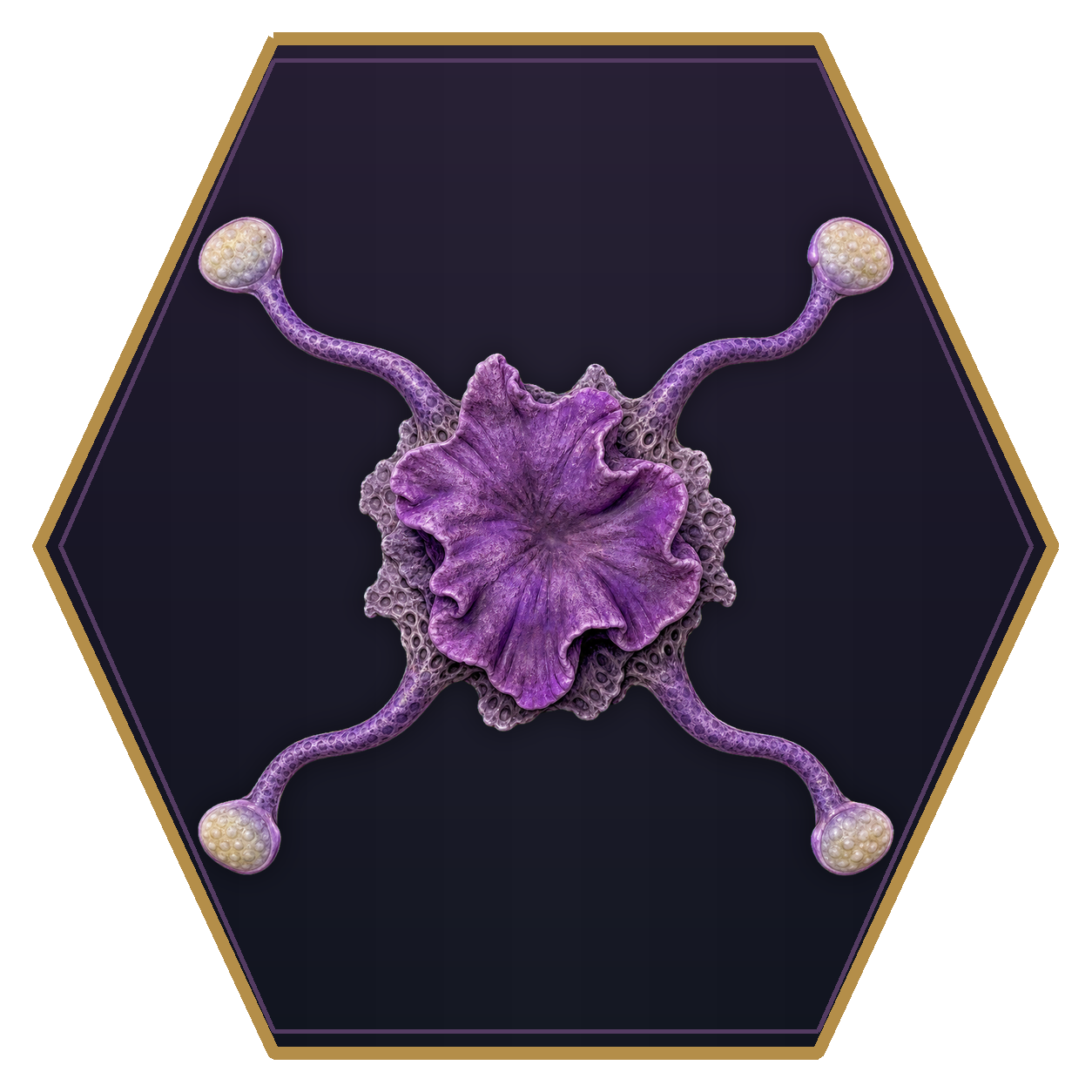 Violet Fungus top-down flat-top hex token