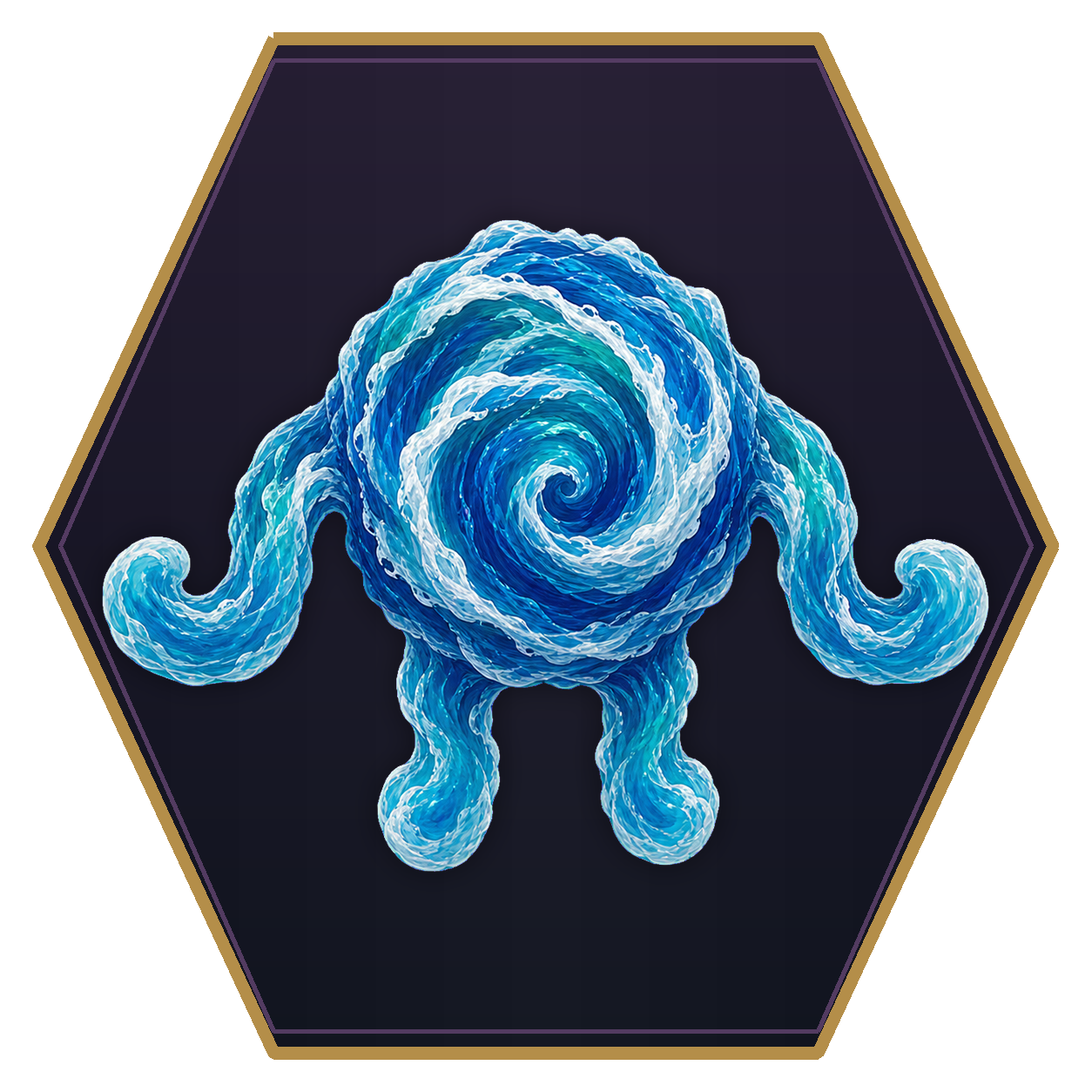 Water Elemental top-down flat-top hex token
