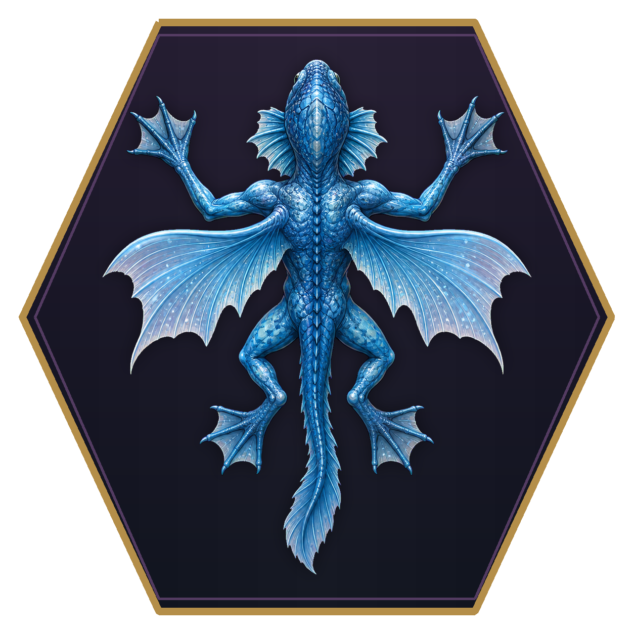 Water Mephit top-down flat-top hex token