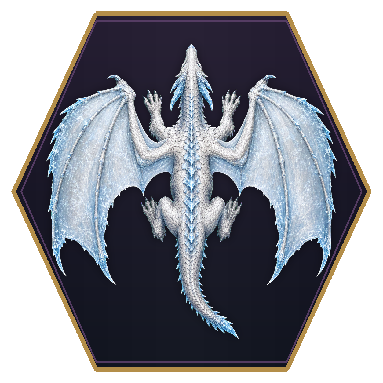 White Dragon top-down flat-top hex token