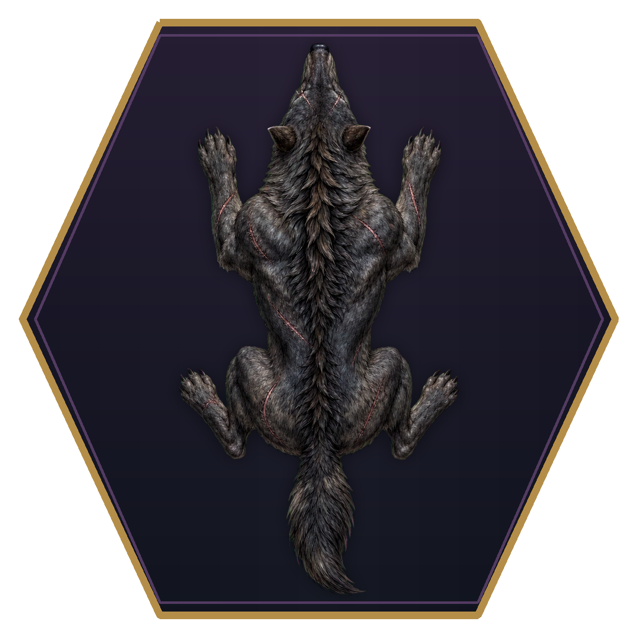 Worg top-down flat-top hex token