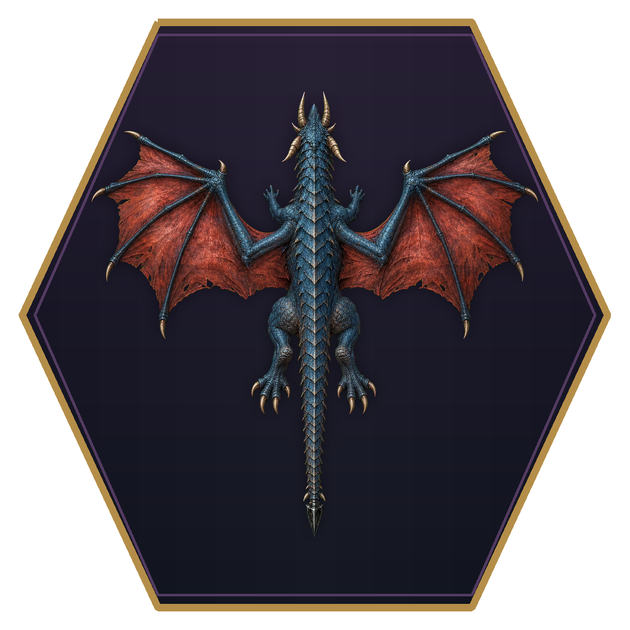 Wyvern top-down flat-top hex token