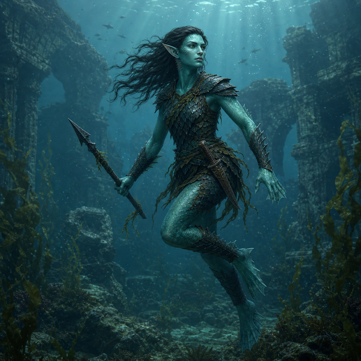 Aquatic Elf bestiary portrait