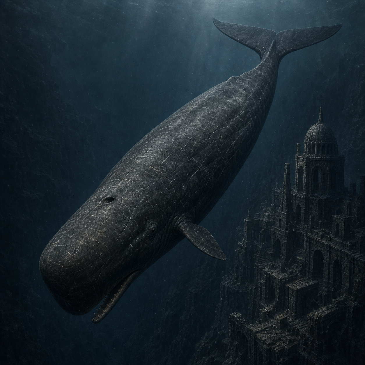 Cachalot Whale bestiary portrait