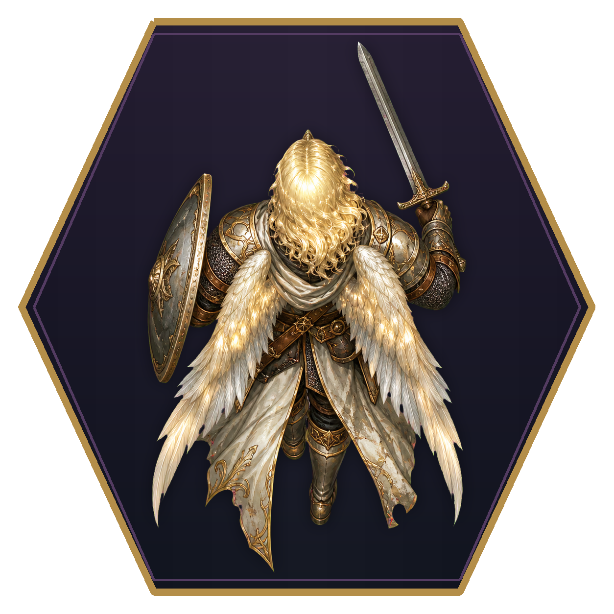 Aasimar top-down flat-top hex token