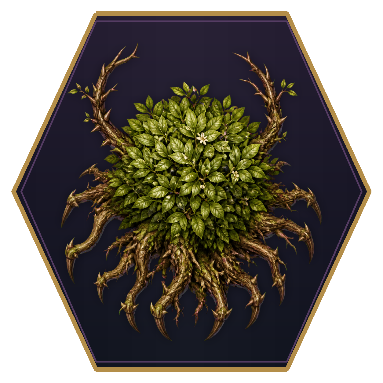 Awakened Shrub top-down flat-top hex token
