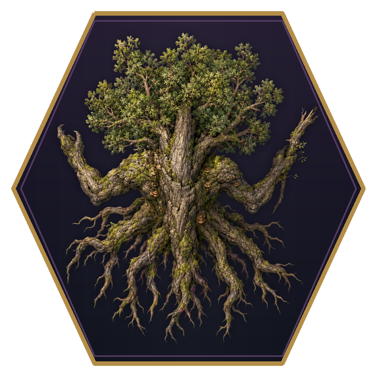 Awakened Tree top-down flat-top hex token