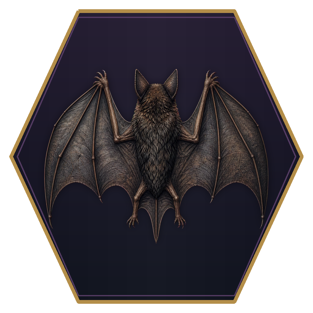 Bat top-down flat-top hex token