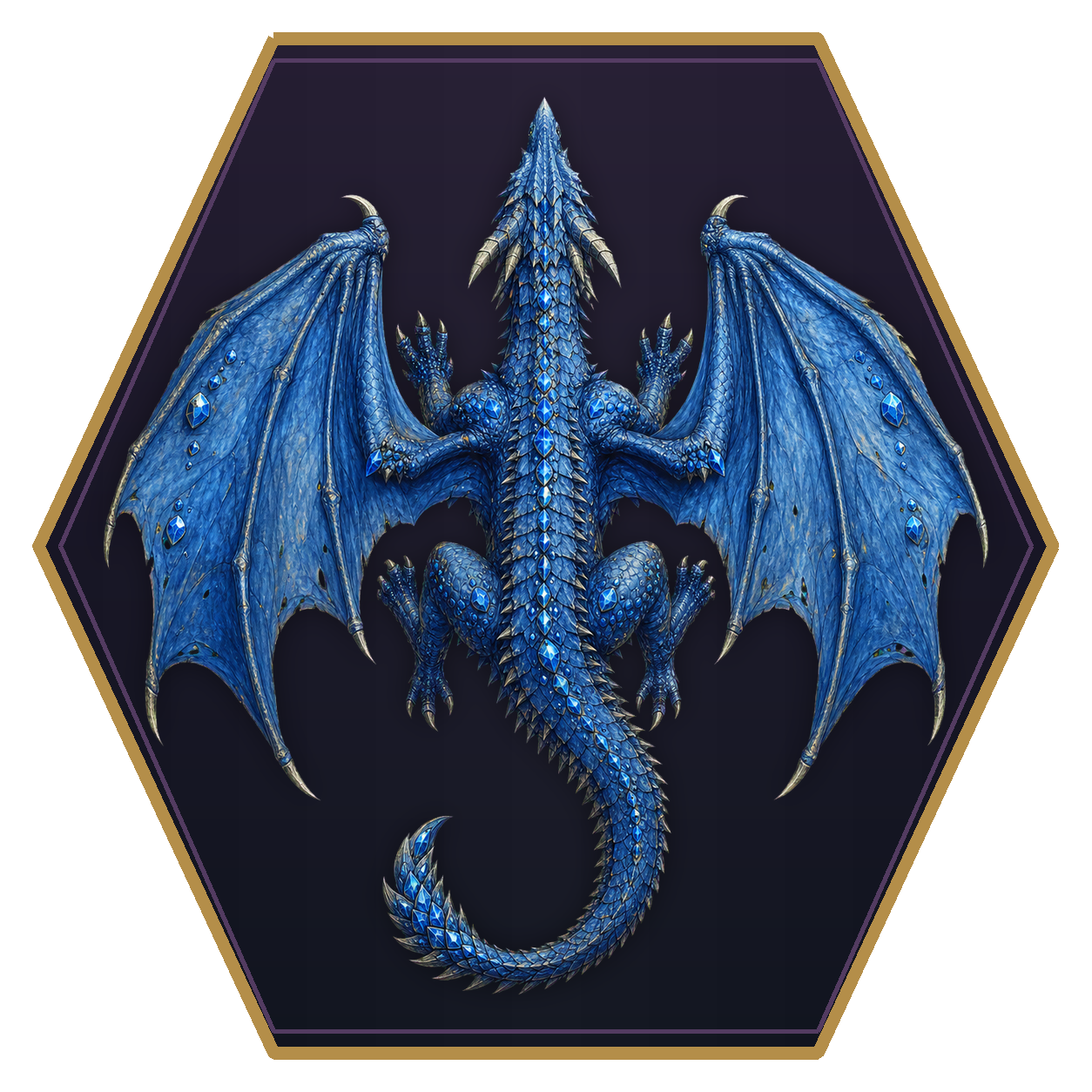 Ancient Blue Dragon top-down flat-top hex token