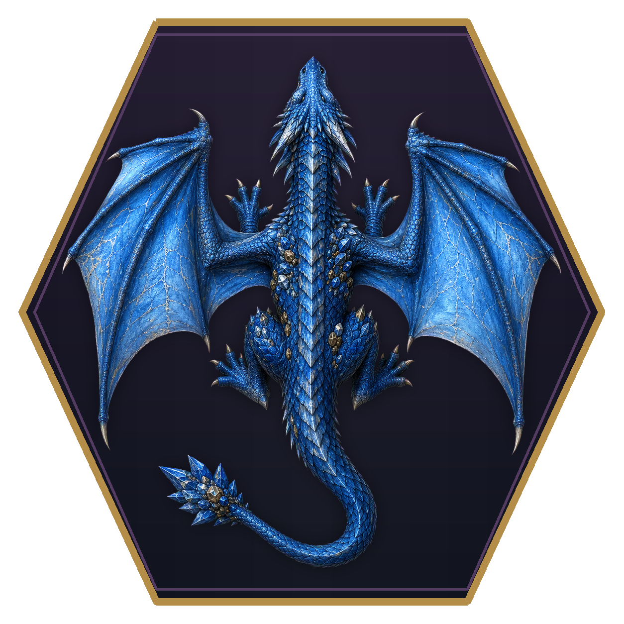 Blue Dragon Wyrmling top-down flat-top hex token