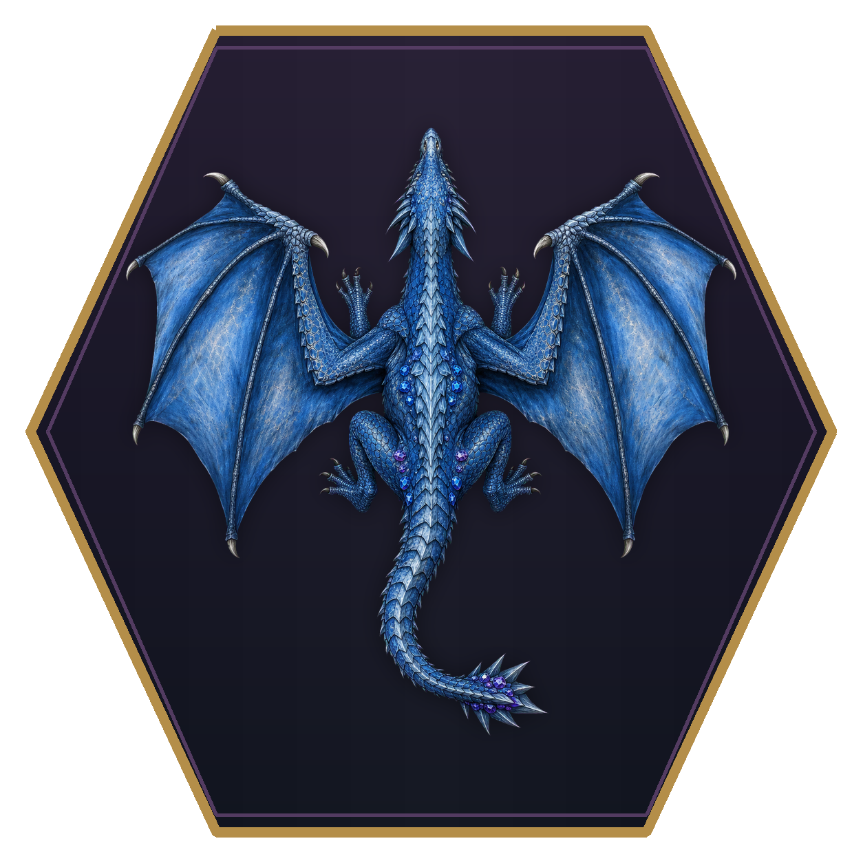 Young Blue Dragon top-down flat-top hex token