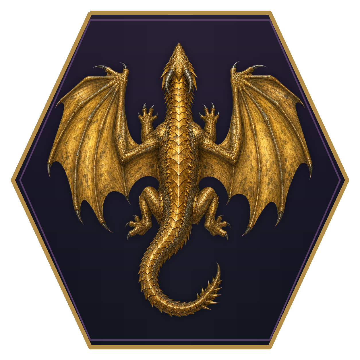 Ancient Brass Dragon top-down flat-top hex token