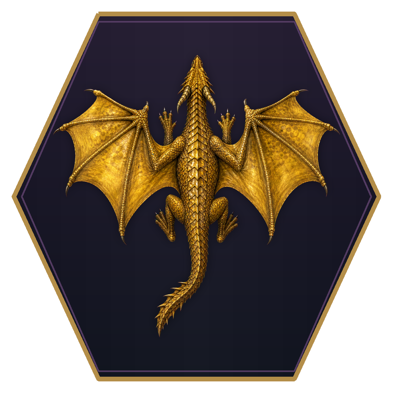 Brass Dragon Wyrmling top-down flat-top hex token