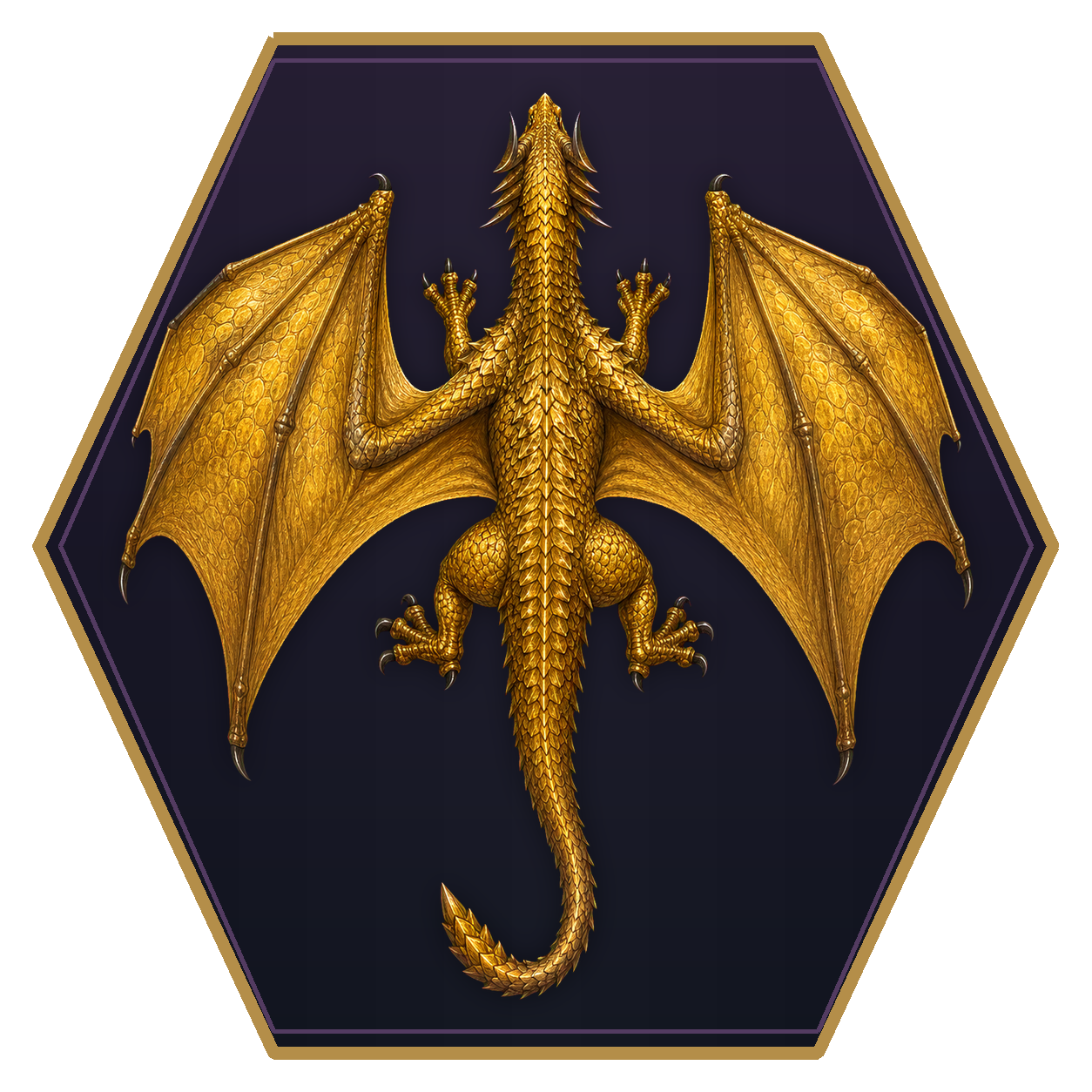 Young Brass Dragon top-down flat-top hex token