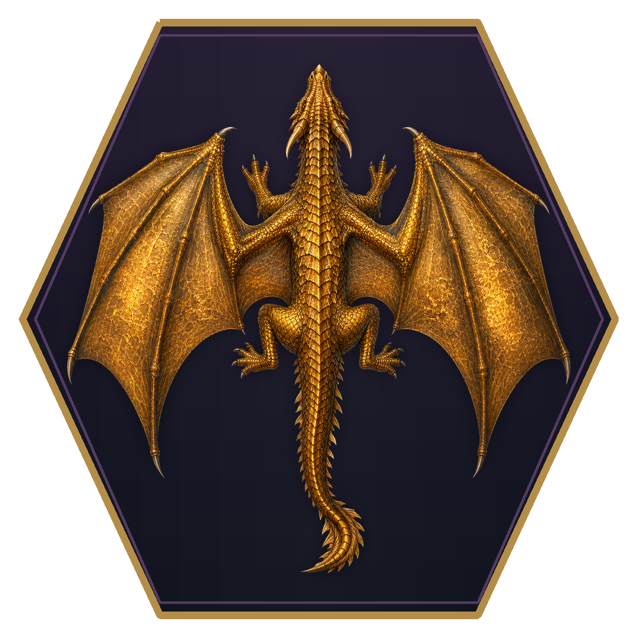 Adult Bronze Dragon top-down flat-top hex token
