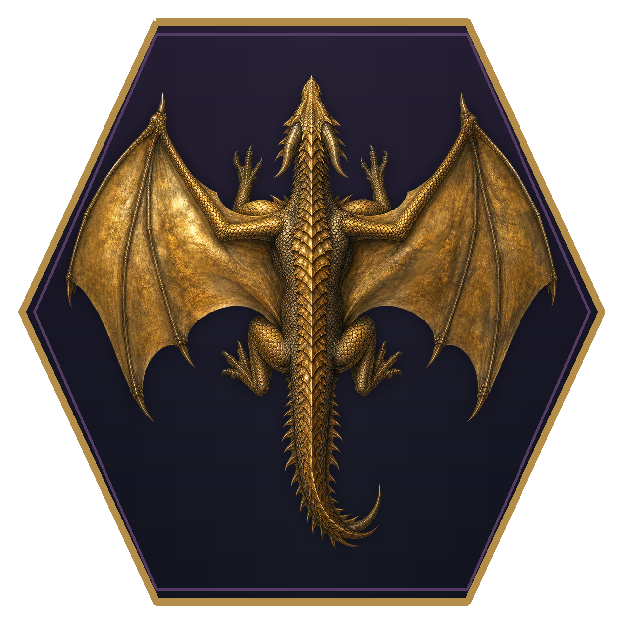 Ancient Bronze Dragon top-down flat-top hex token