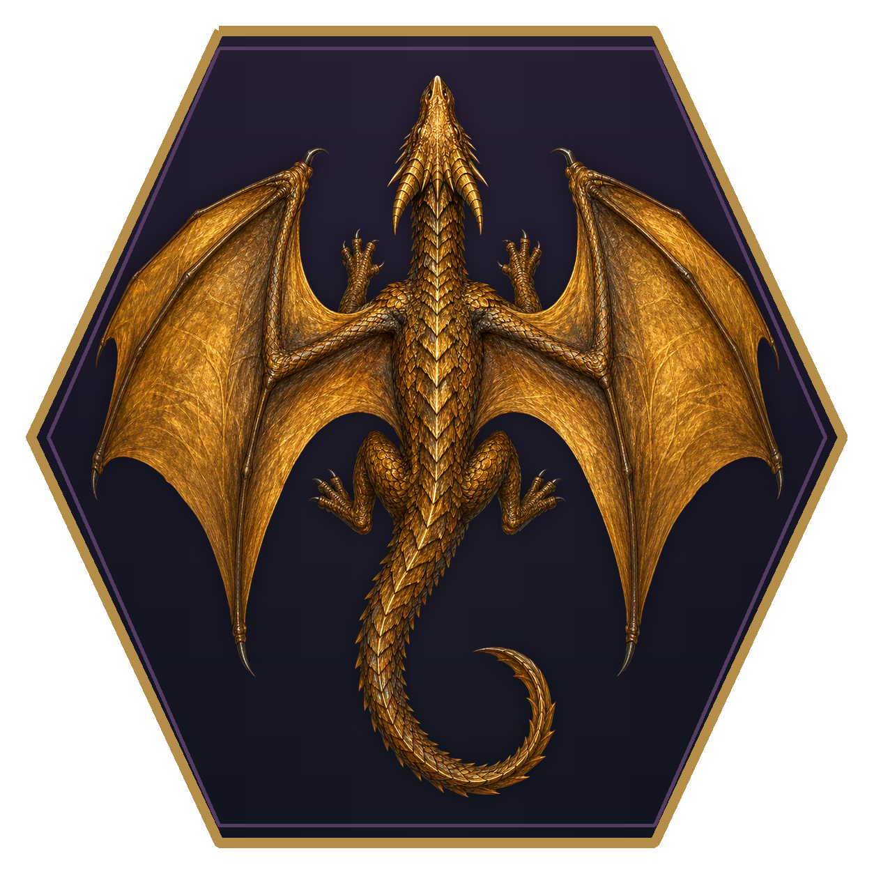 Bronze Dragon Wyrmling top-down flat-top hex token