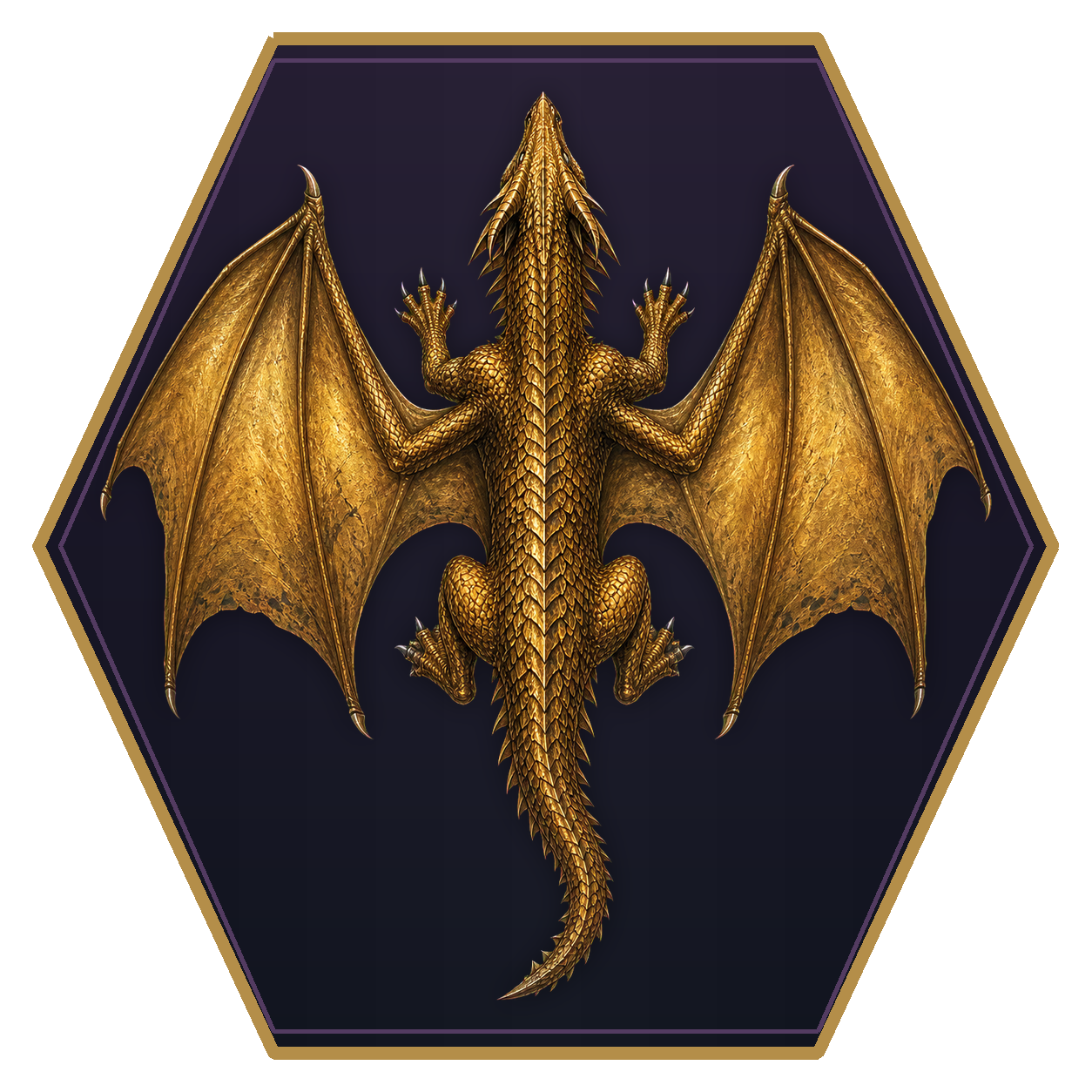 Young Bronze Dragon top-down flat-top hex token