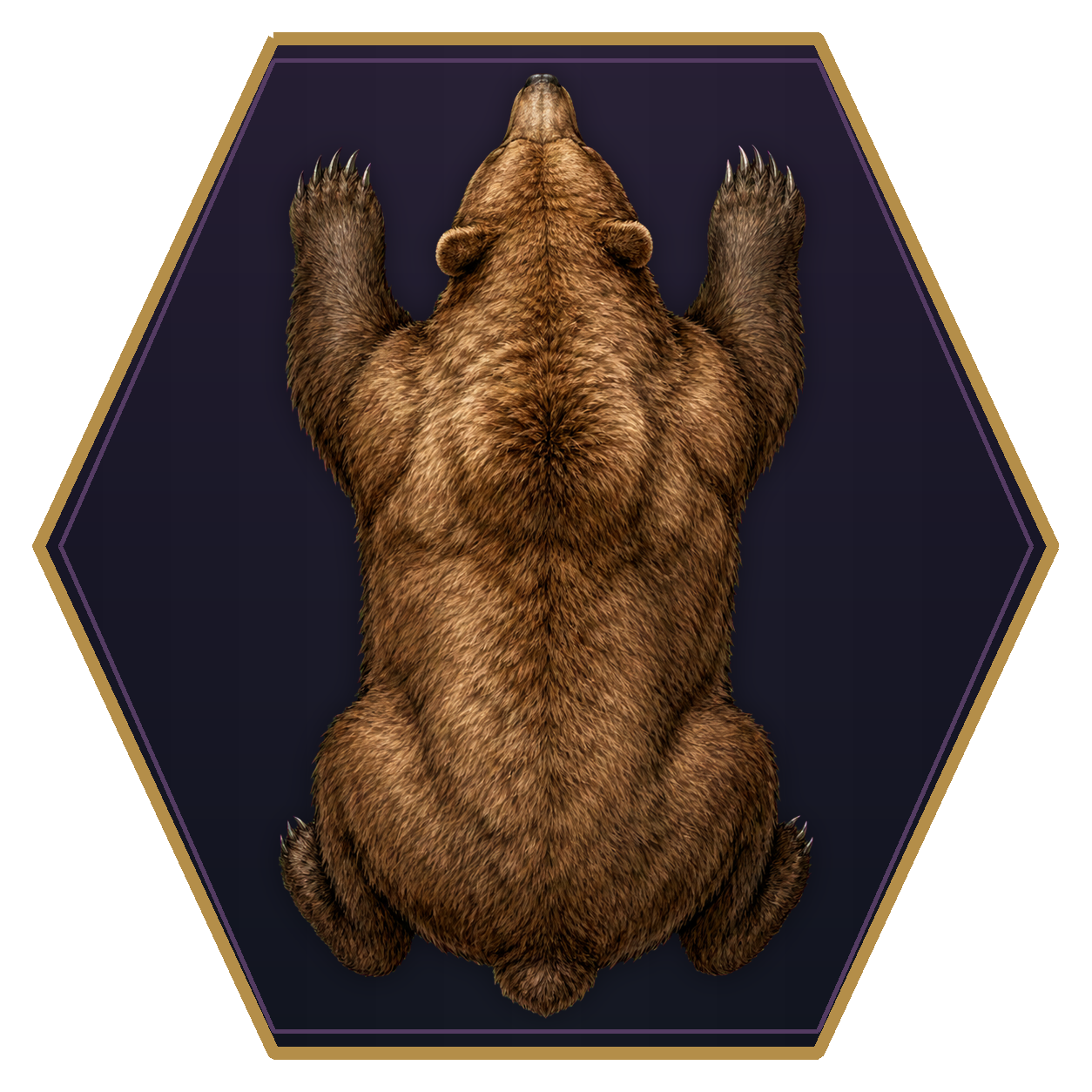 Bear, Brown top-down flat-top hex token