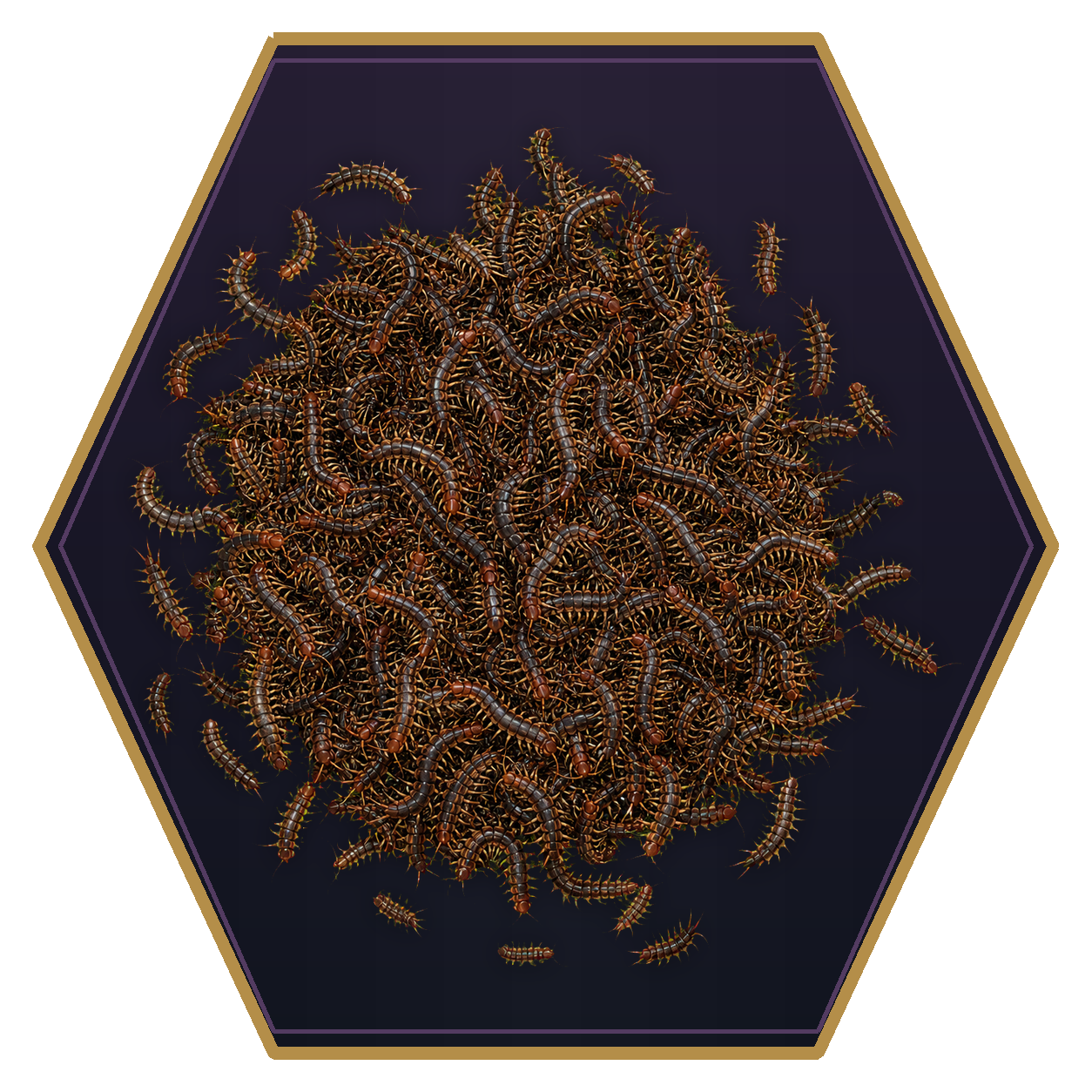 Centipede Swarm top-down flat-top hex token