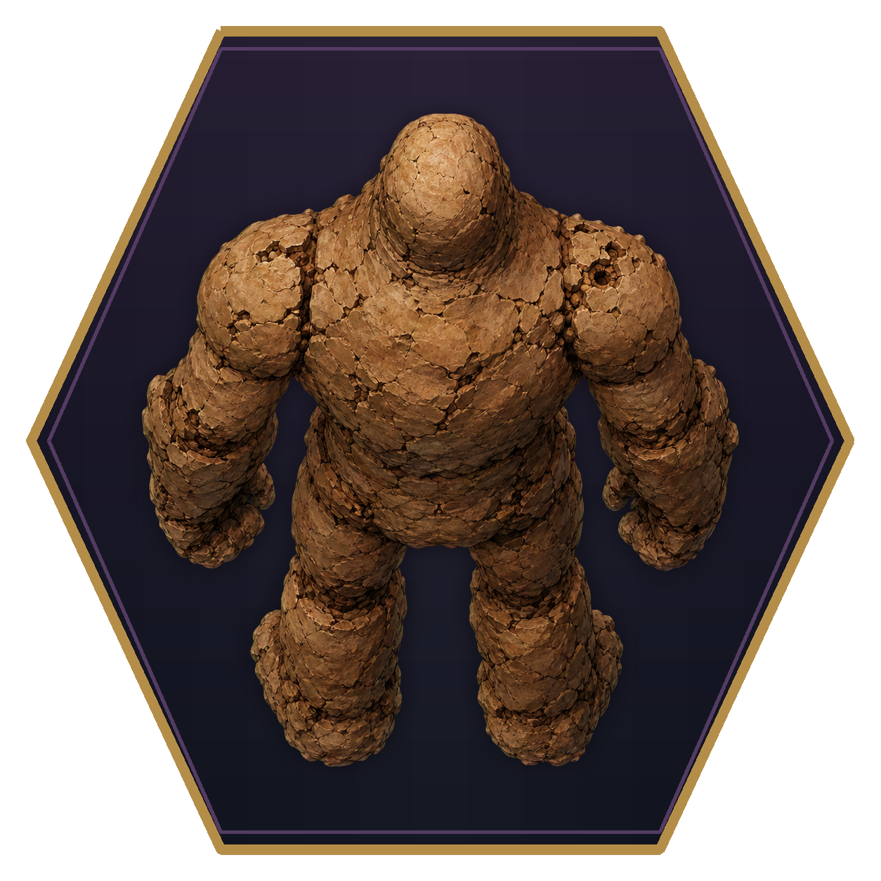 Clay Golem top-down flat-top hex token