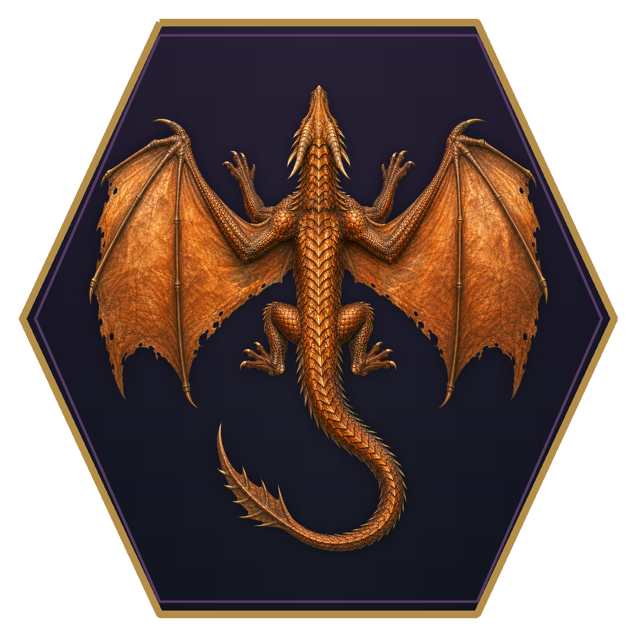 Ancient Copper Dragon top-down flat-top hex token