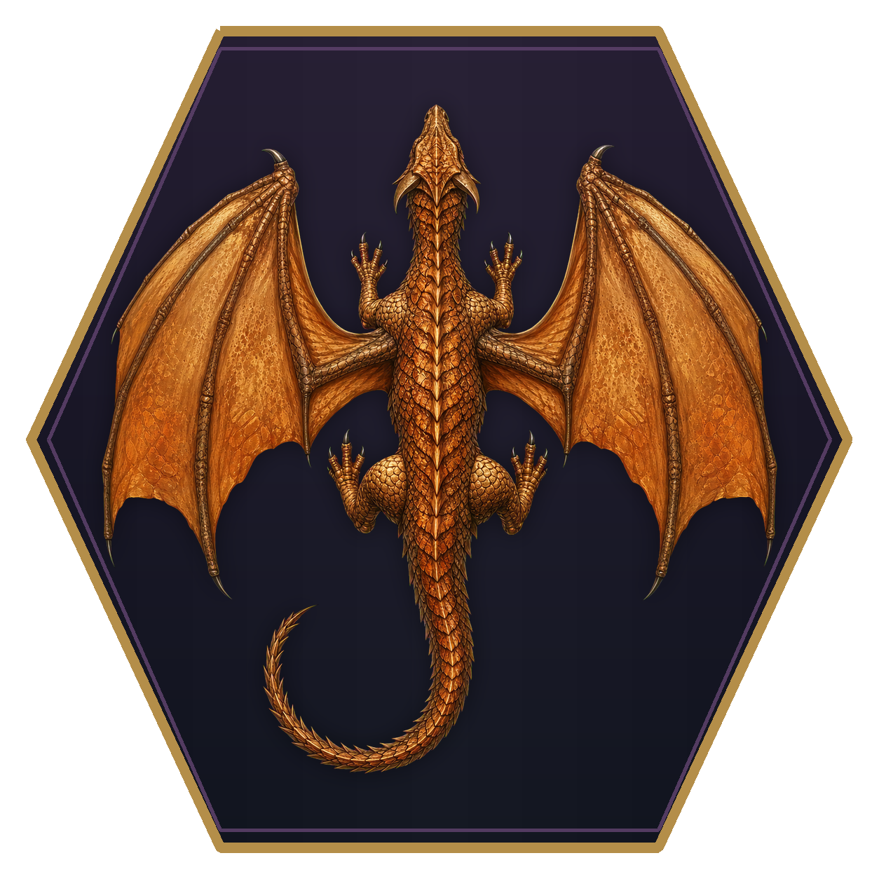 Copper Dragon Wyrmling top-down flat-top hex token