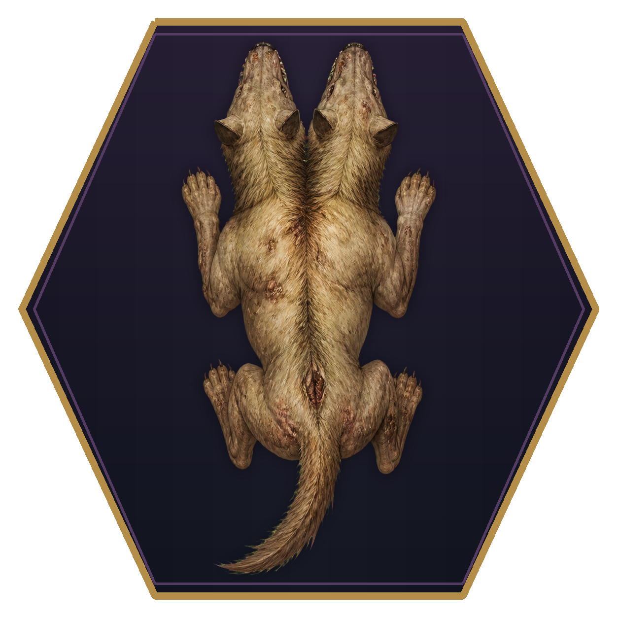 Death Dog top-down flat-top hex token