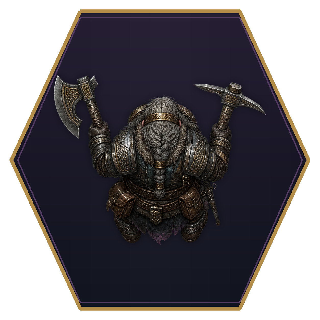 Deep Dwarf top-down flat-top hex token
