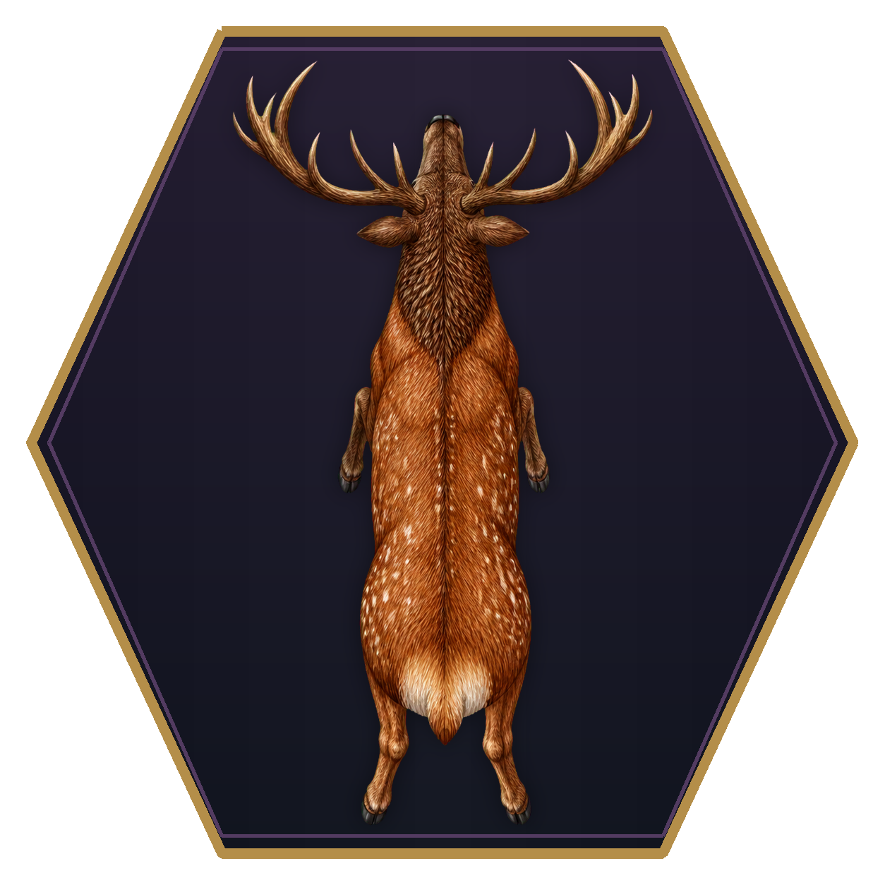 Deer top-down flat-top hex token