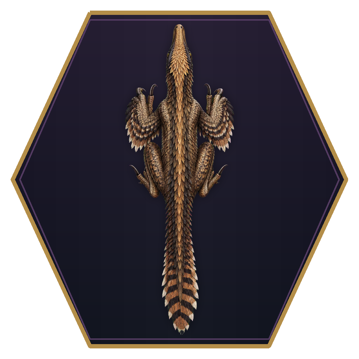 Deinonychus top-down flat-top hex token