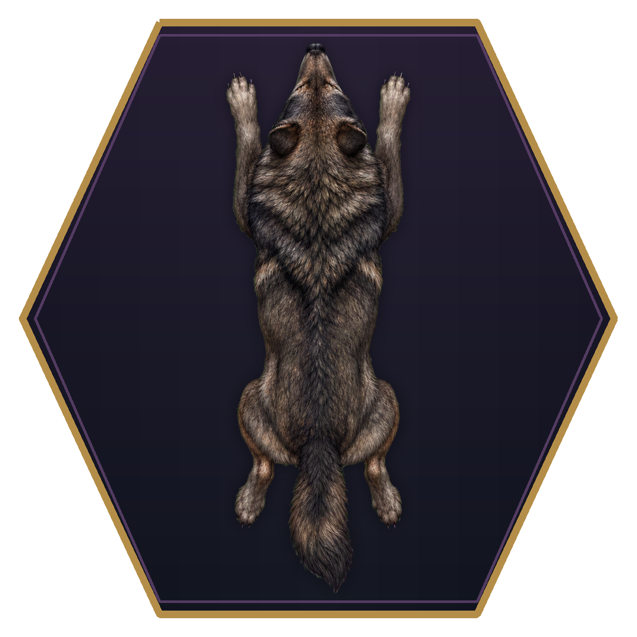 Dire Wolf top-down flat-top hex token