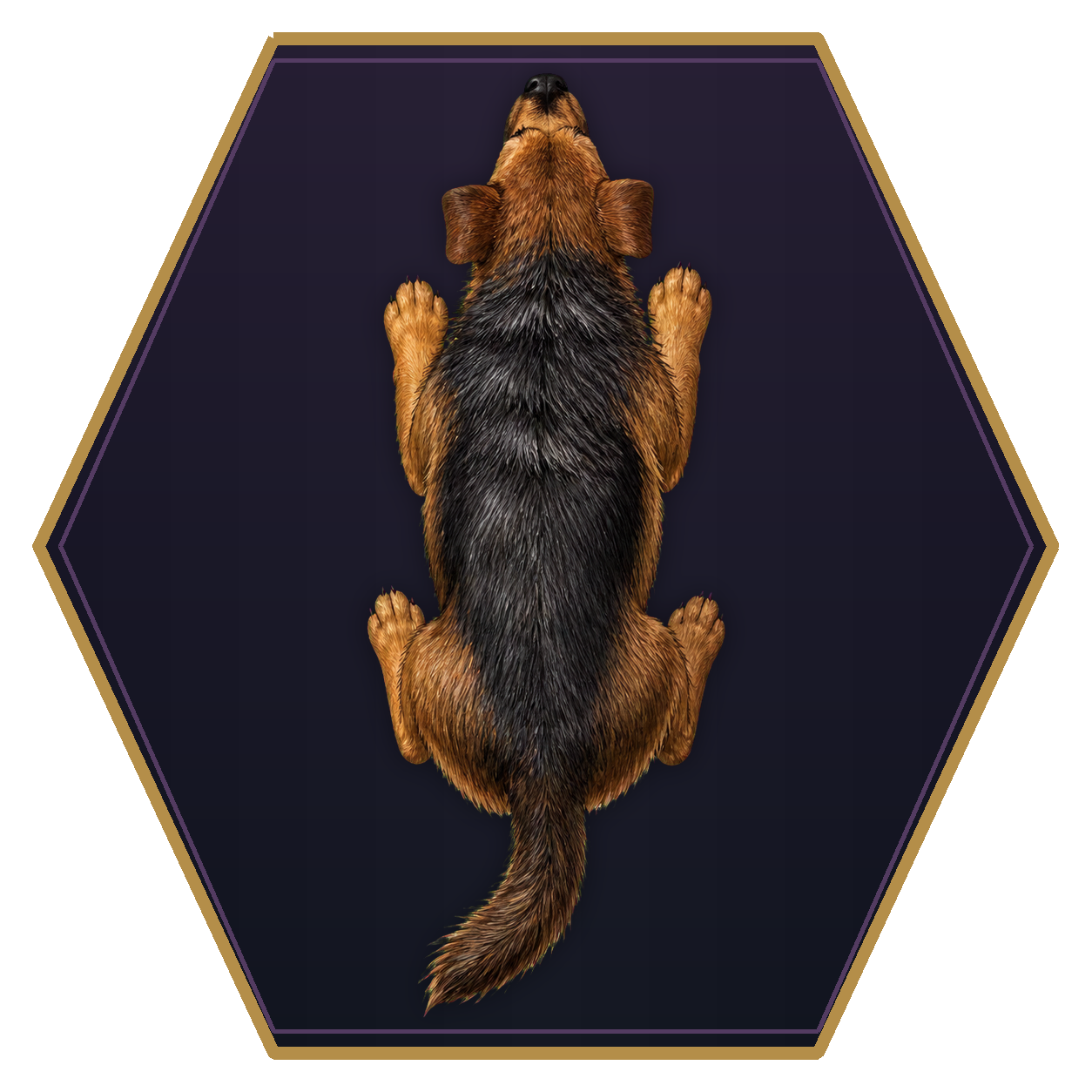 Dog top-down flat-top hex token