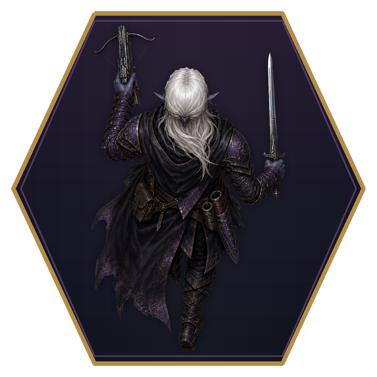 Drow top-down flat-top hex token