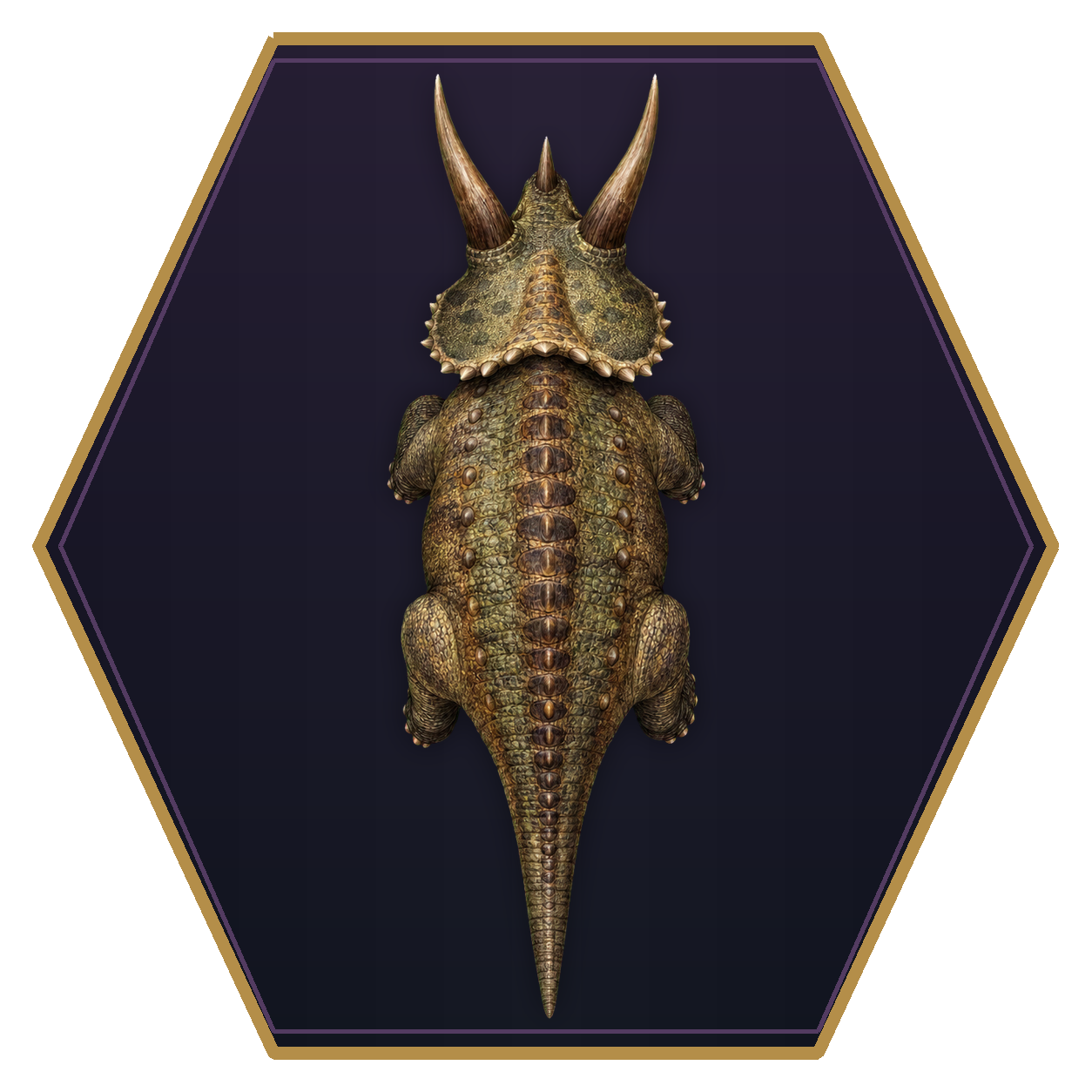 Elasmosaurus top-down flat-top hex token