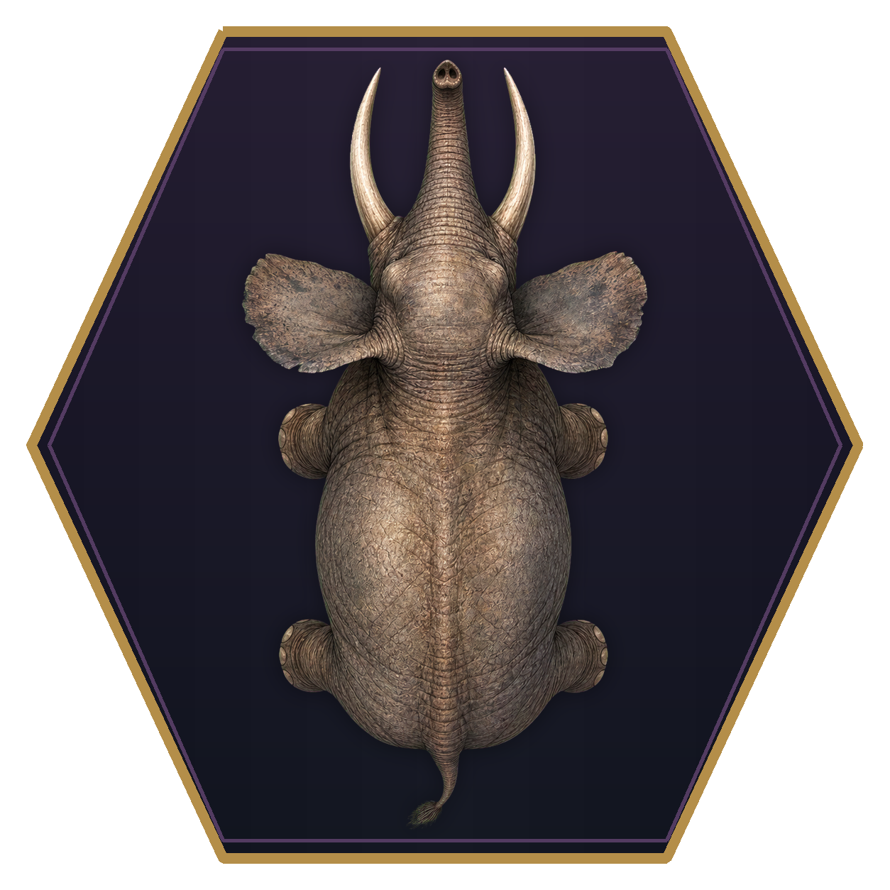 Elephant top-down flat-top hex token