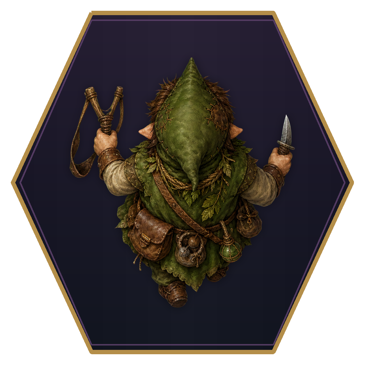 Forest Gnome top-down flat-top hex token