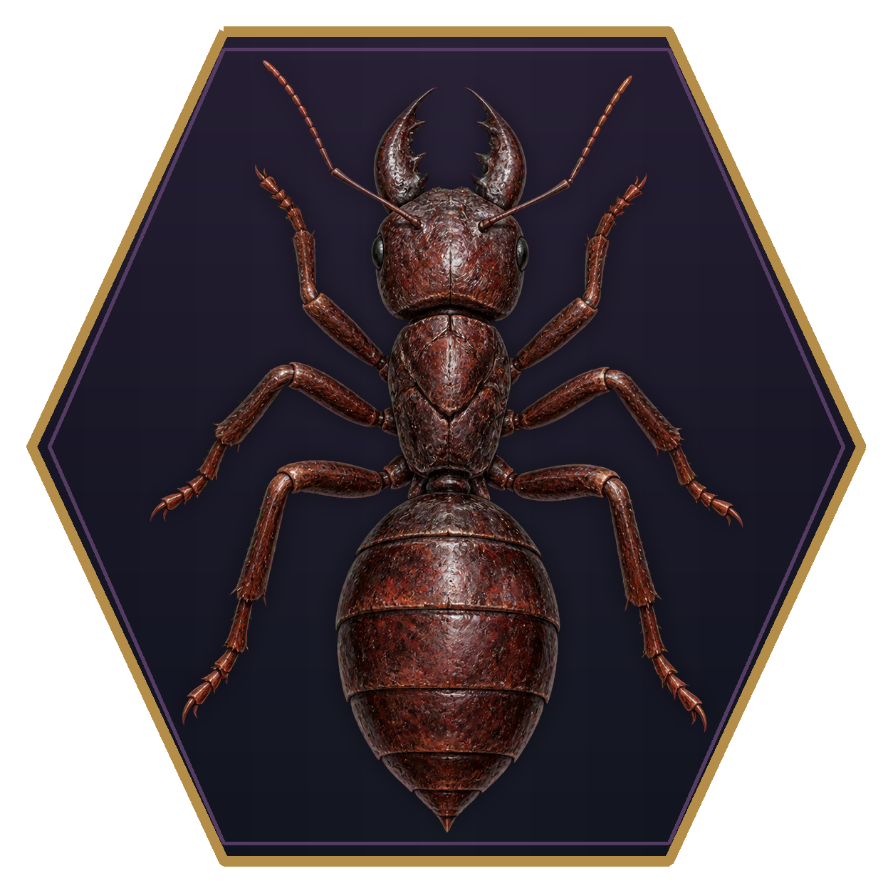 Giant Ant top-down flat-top hex token