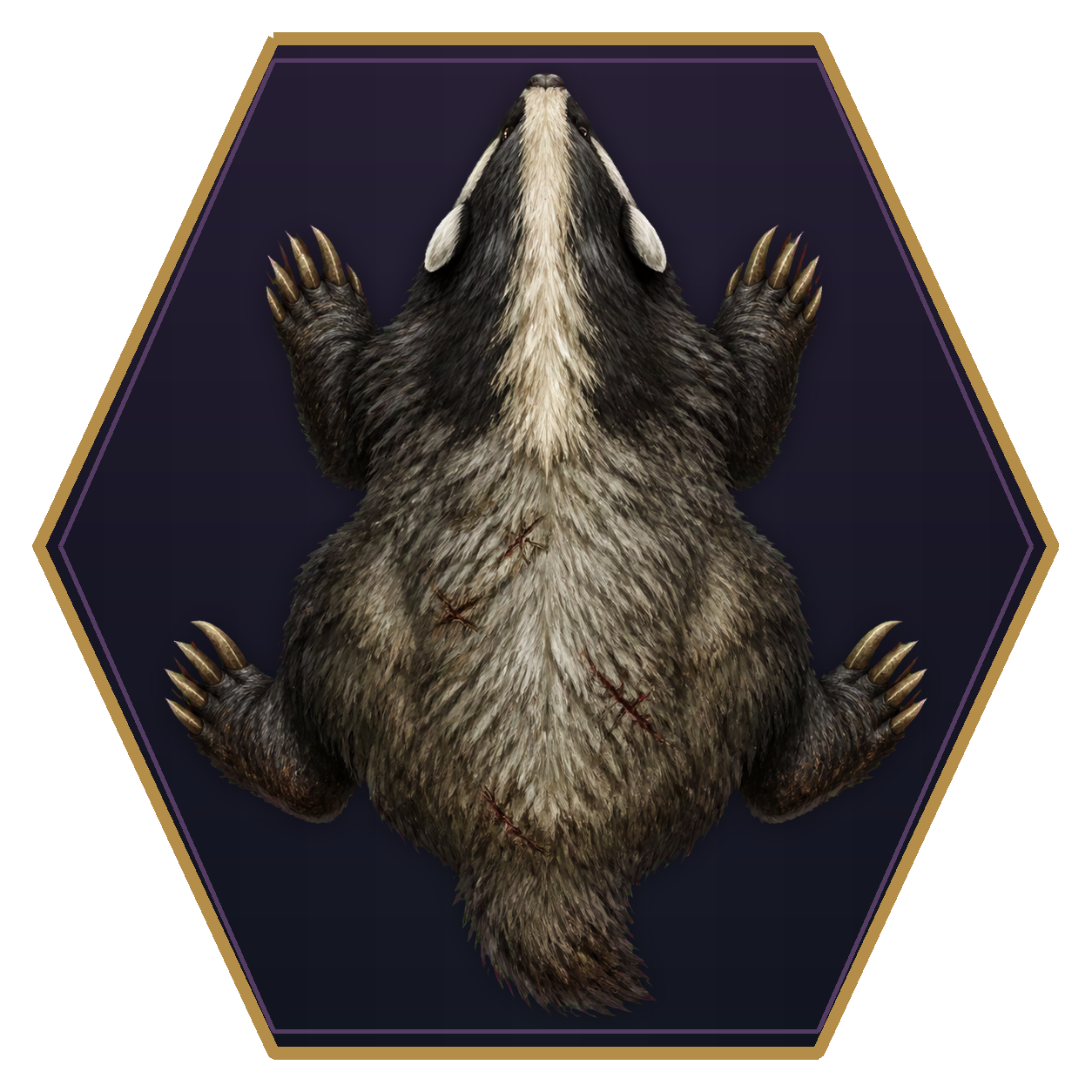 Giant Badger top-down flat-top hex token