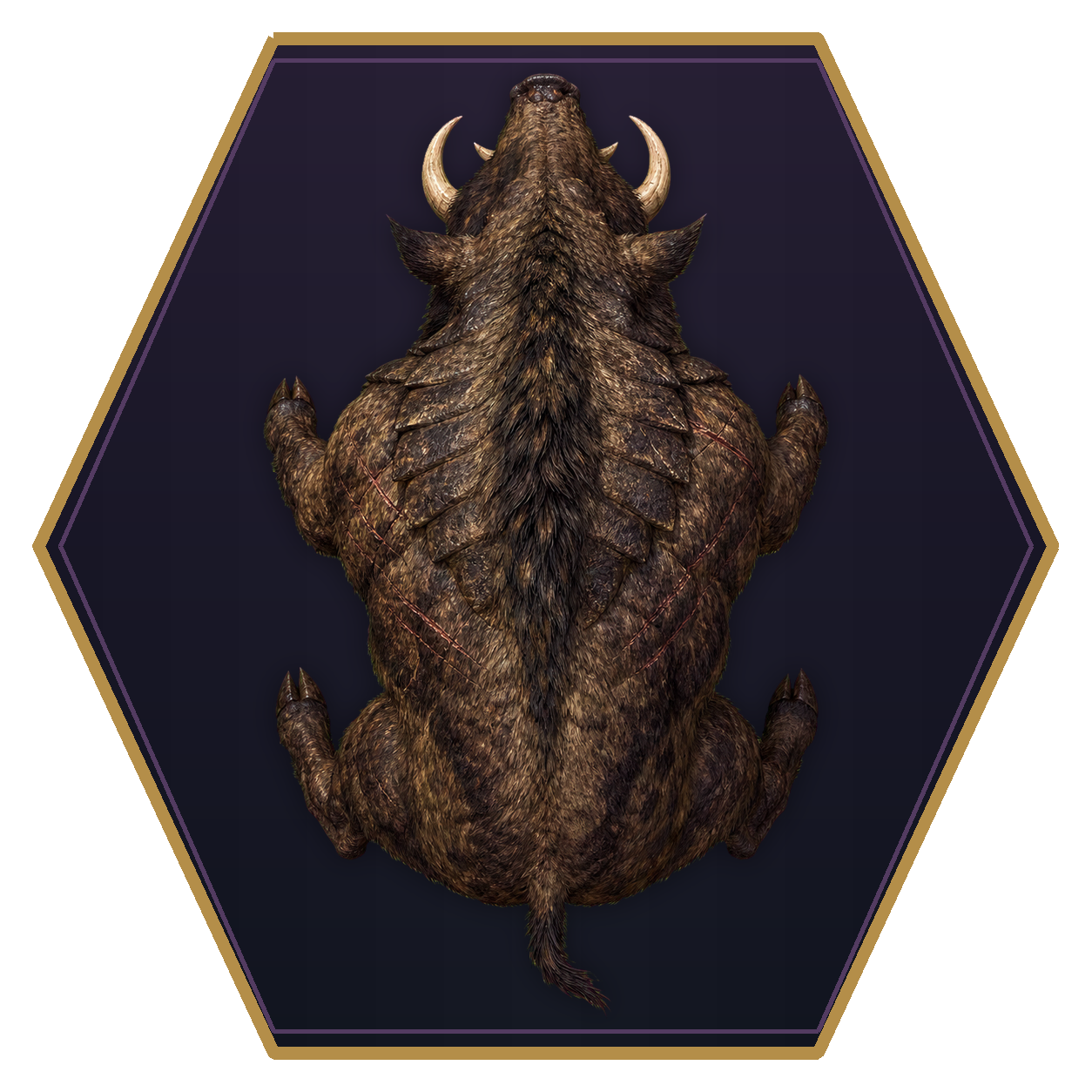 Giant Boar top-down flat-top hex token