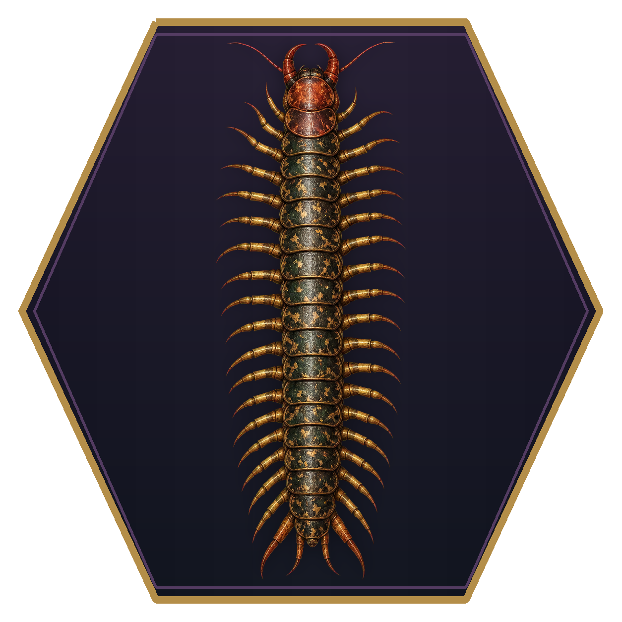 Giant Centipede top-down flat-top hex token