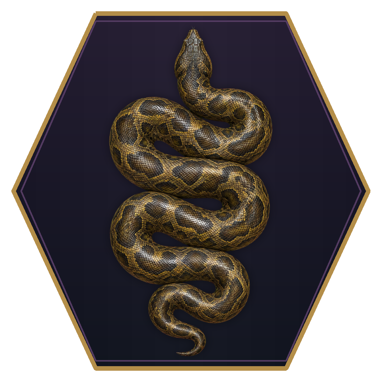 Giant Constrictor Snake top-down flat-top hex token