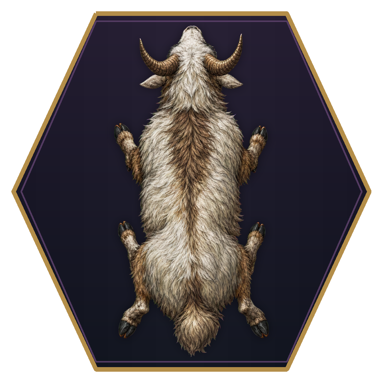 Giant Goat top-down flat-top hex token