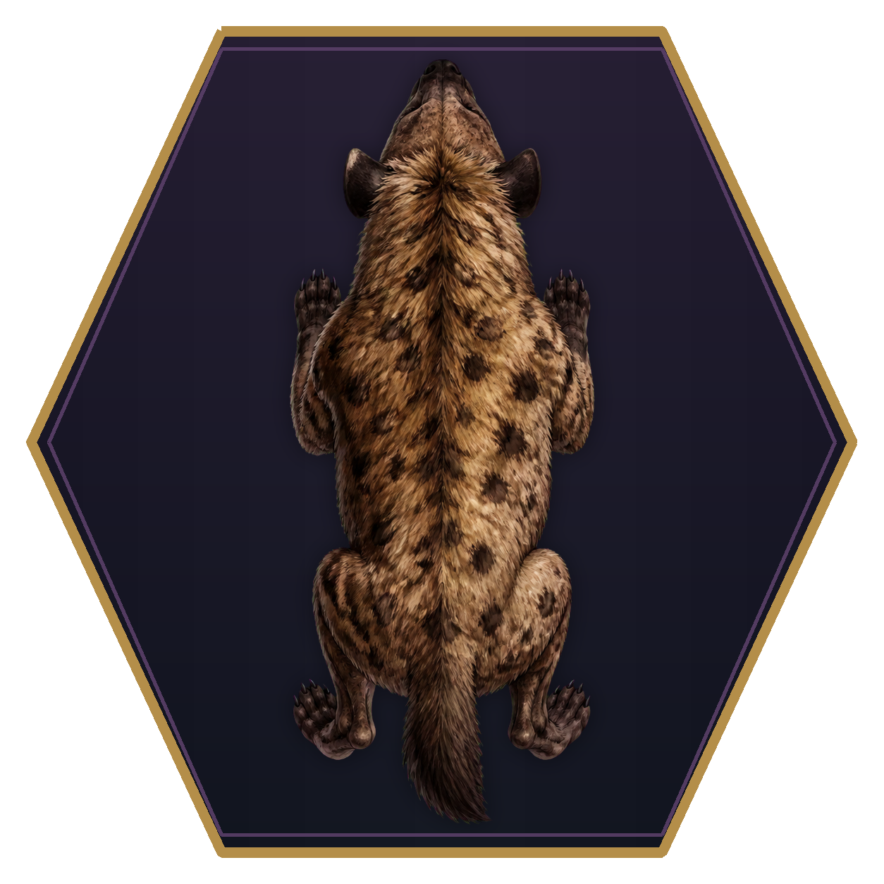 Giant Hyena top-down flat-top hex token