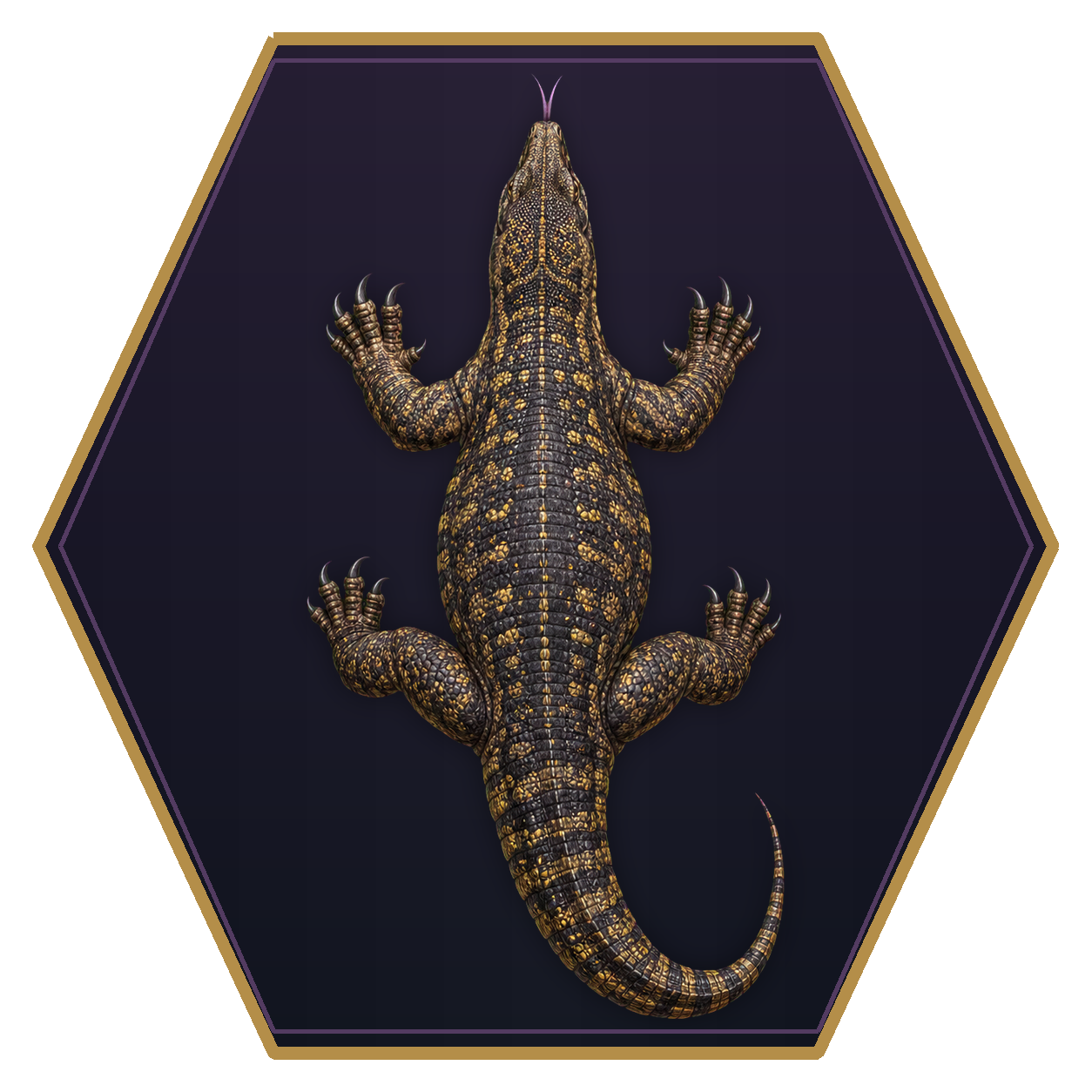 Giant Lizard top-down flat-top hex token
