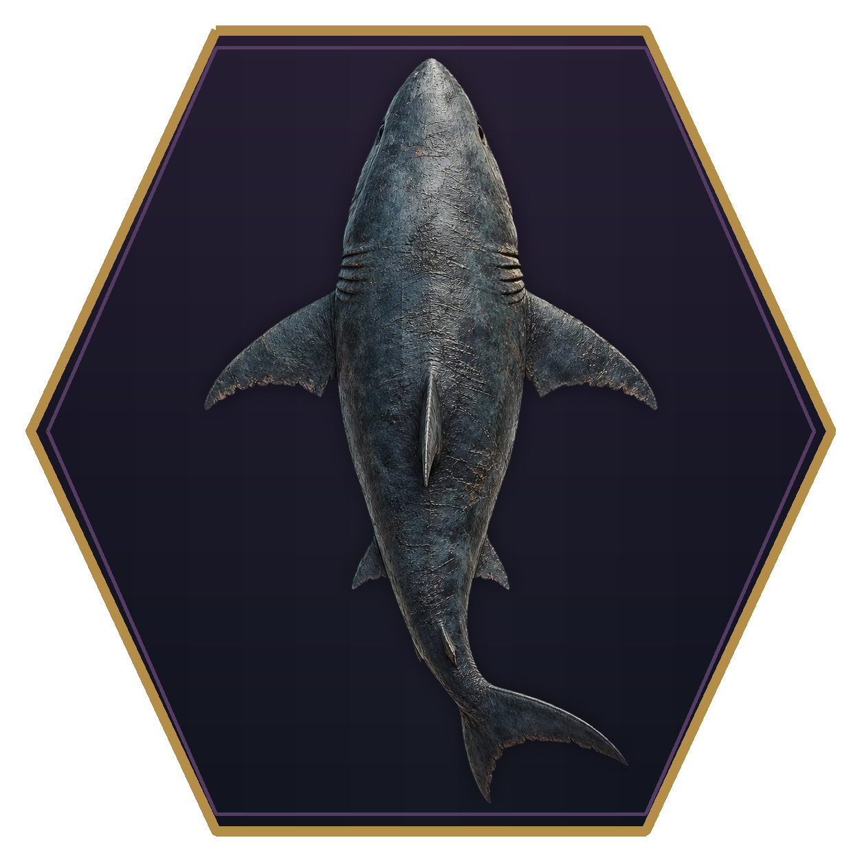 Giant Shark top-down flat-top hex token