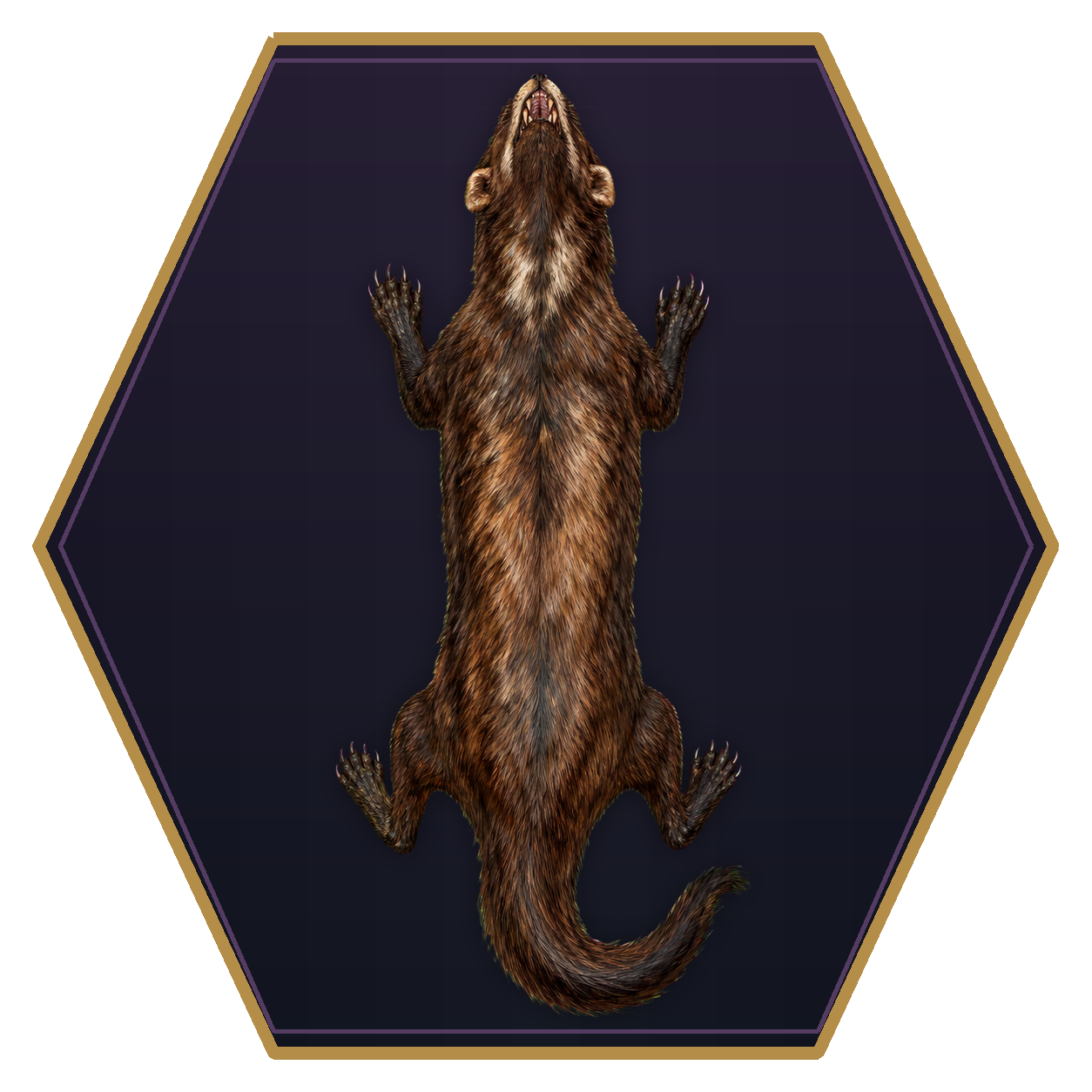 Giant Weasel top-down flat-top hex token