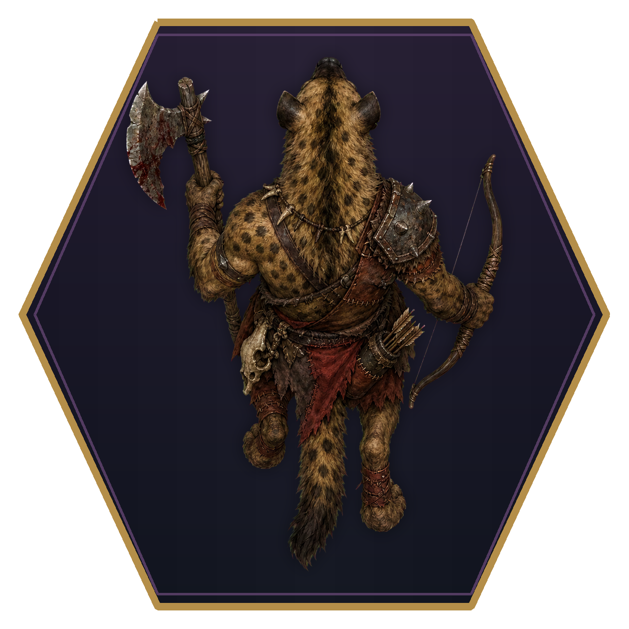 Gnoll top-down flat-top hex token