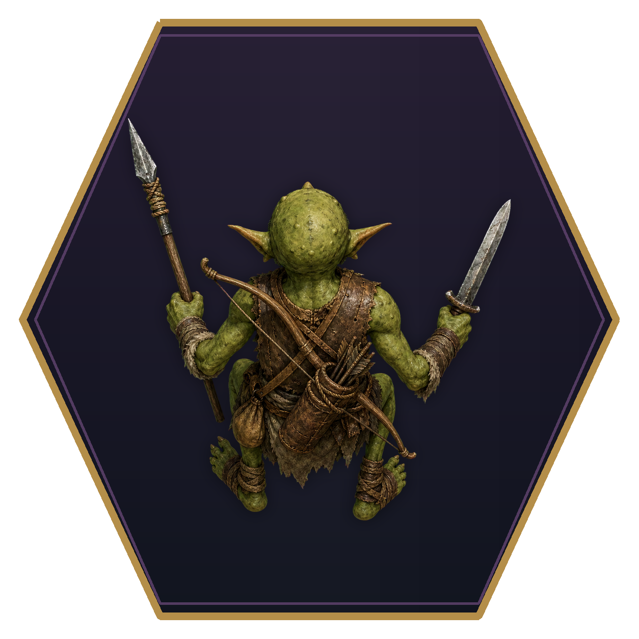 Goblin top-down flat-top hex token