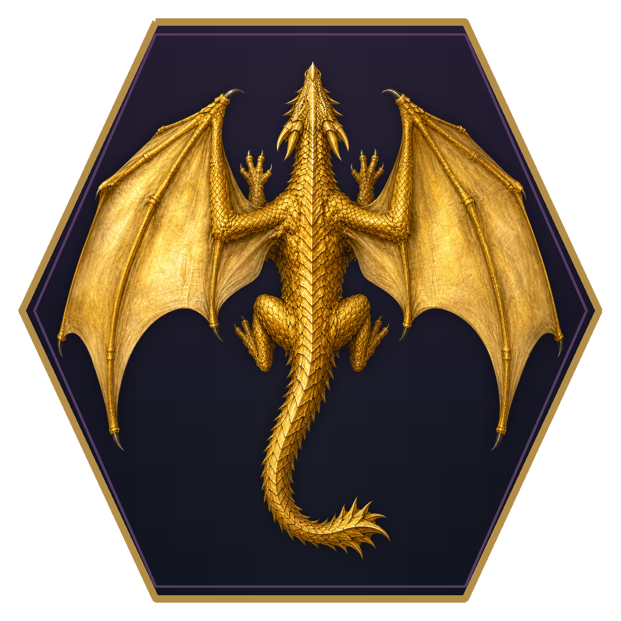 Ancient Gold Dragon top-down flat-top hex token